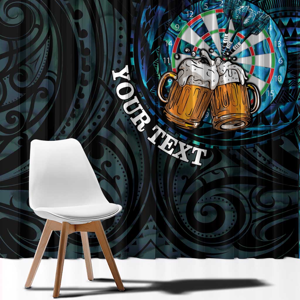 Personalized New Zealand Darts Beer Window Curtain Paua Shell Aotearoa Maori Tattoo - Aussie Hoodie