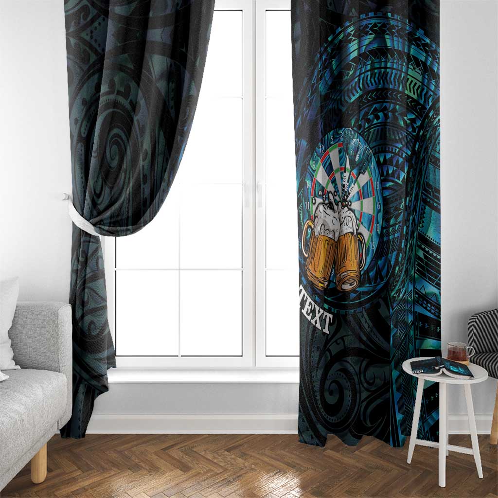 Personalized New Zealand Darts Beer Window Curtain Paua Shell Aotearoa Maori Tattoo - Aussie Hoodie