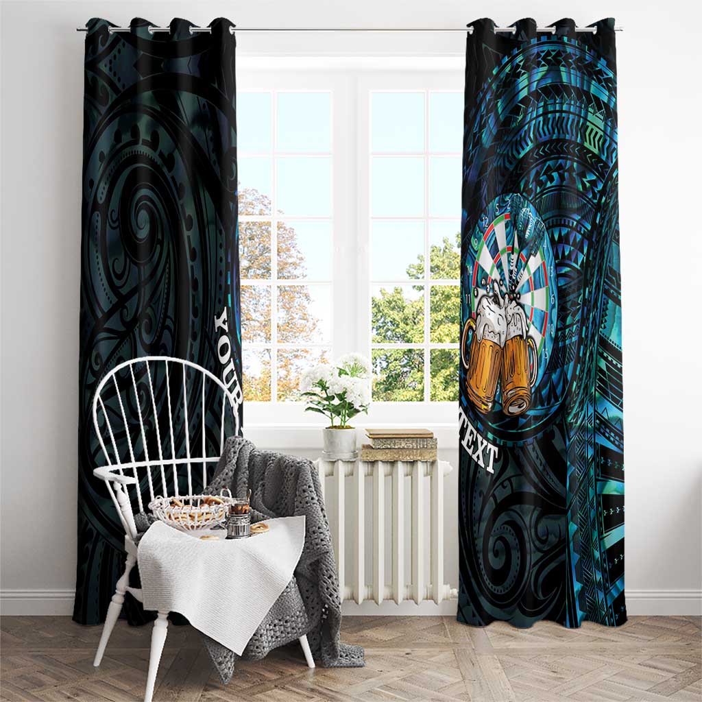 Personalized New Zealand Darts Beer Window Curtain Paua Shell Aotearoa Maori Tattoo - Aussie Hoodie