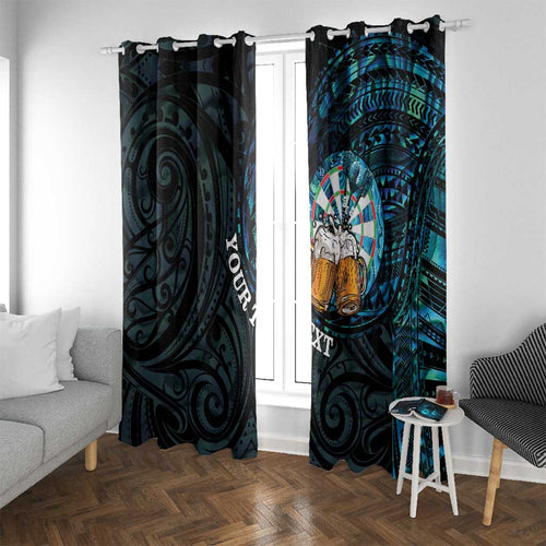 Personalized New Zealand Darts Beer Window Curtain Paua Shell Aotearoa Maori Tattoo - Aussie Hoodie