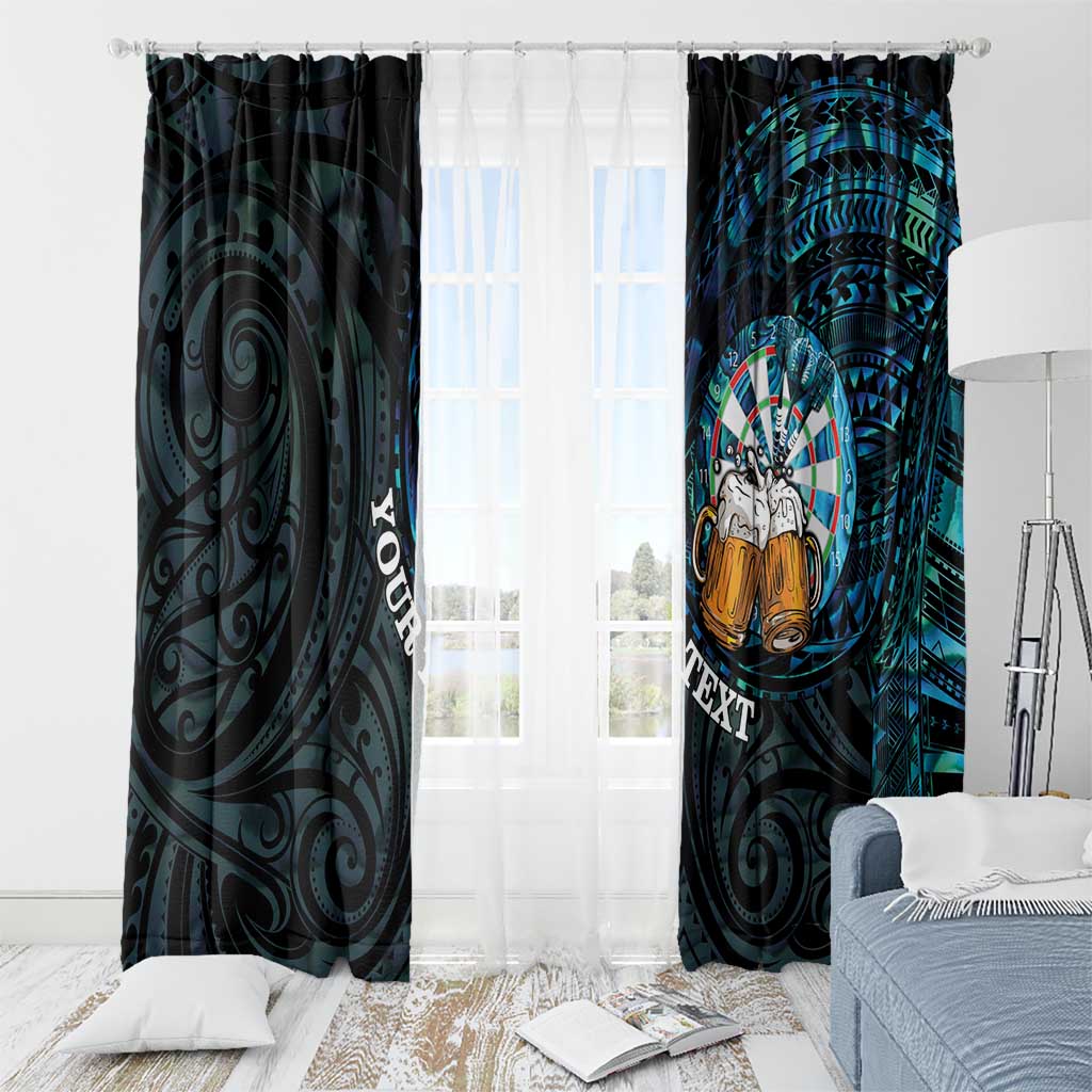Personalized New Zealand Darts Beer Window Curtain Paua Shell Aotearoa Maori Tattoo - Aussie Hoodie