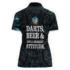 Personalized New Zealand Darts Beer Women Polo Shirt Paua Shell Aotearoa Maori Tattoo - Aussie Hoodie