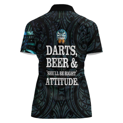Personalized New Zealand Darts Beer Women Polo Shirt Paua Shell Aotearoa Maori Tattoo - Aussie Hoodie