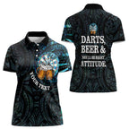 Personalized New Zealand Darts Beer Women Polo Shirt Paua Shell Aotearoa Maori Tattoo - Aussie Hoodie