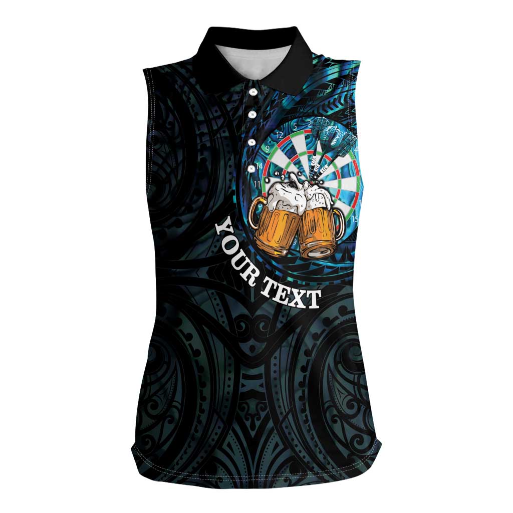 Personalized New Zealand Darts Beer Women Sleeveless Polo Shirt Paua Shell Aotearoa Maori Tattoo - Aussie Hoodie