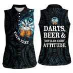 Personalized New Zealand Darts Beer Women Sleeveless Polo Shirt Paua Shell Aotearoa Maori Tattoo - Aussie Hoodie