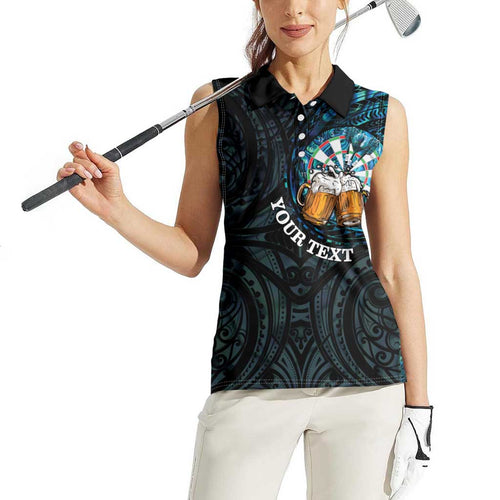 Personalized New Zealand Darts Beer Women Sleeveless Polo Shirt Paua Shell Aotearoa Maori Tattoo - Aussie Hoodie