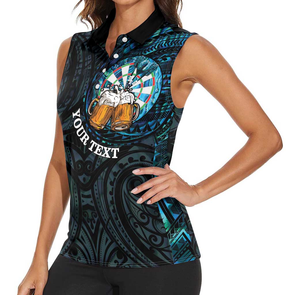 Personalized New Zealand Darts Beer Women Sleeveless Polo Shirt Paua Shell Aotearoa Maori Tattoo - Aussie Hoodie