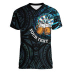 Personalized New Zealand Darts Beer Women V-Neck T-Shirt Paua Shell Aotearoa Maori Tattoo - Aussie Hoodie