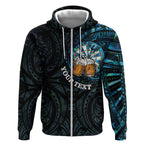 Personalized New Zealand Darts Beer Zip Hoodie Paua Shell Aotearoa Maori Tattoo - Aussie Hoodie