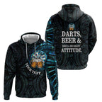 Personalized New Zealand Darts Beer Zip Hoodie Paua Shell Aotearoa Maori Tattoo - Aussie Hoodie