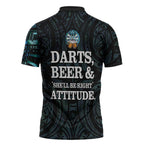 Personalized New Zealand Darts Beer Zipper Polo Shirt Paua Shell Aotearoa Maori Tattoo - Aussie Hoodie