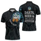 Personalized New Zealand Darts Beer Zipper Polo Shirt Paua Shell Aotearoa Maori Tattoo - Aussie Hoodie
