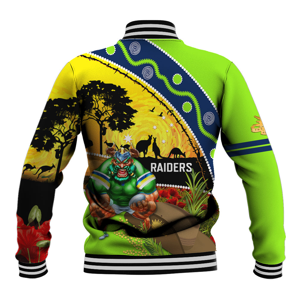 Raiders Rugby ANZAC Day Baseball Jacket Green Machine Mascot Rosemary Starry Night