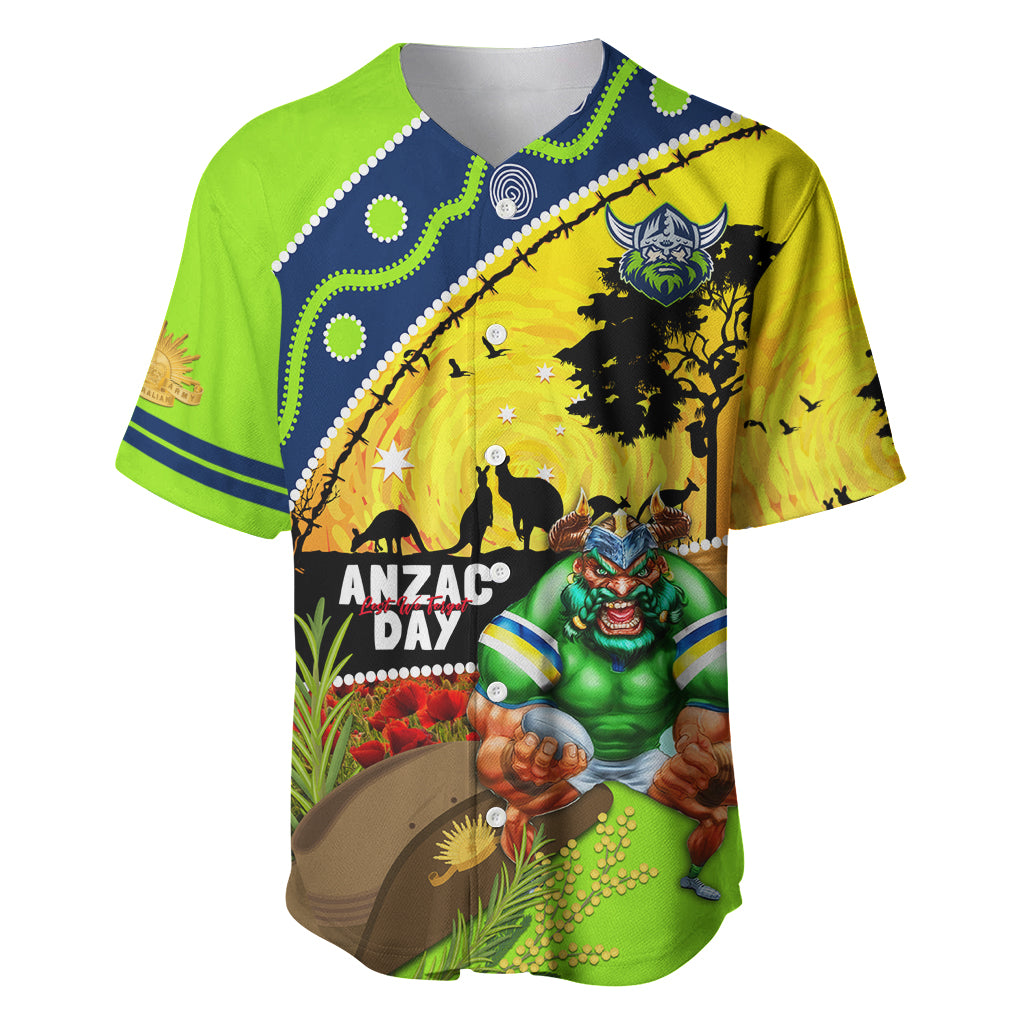 Raiders Rugby ANZAC Day Baseball Jersey Green Machine Mascot Rosemary Starry Night