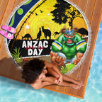 Raiders Rugby ANZAC Day Beach Blanket Green Machine Mascot Rosemary Starry Night