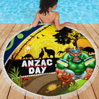 Raiders Rugby ANZAC Day Beach Blanket Green Machine Mascot Rosemary Starry Night