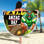 Raiders Rugby ANZAC Day Beach Blanket Green Machine Mascot Rosemary Starry Night