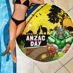 Raiders Rugby ANZAC Day Beach Blanket Green Machine Mascot Rosemary Starry Night