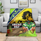 Raiders Rugby ANZAC Day Blanket Green Machine Mascot Rosemary Starry Night