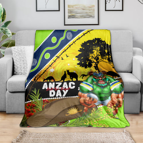 Raiders Rugby ANZAC Day Blanket Green Machine Mascot Rosemary Starry Night