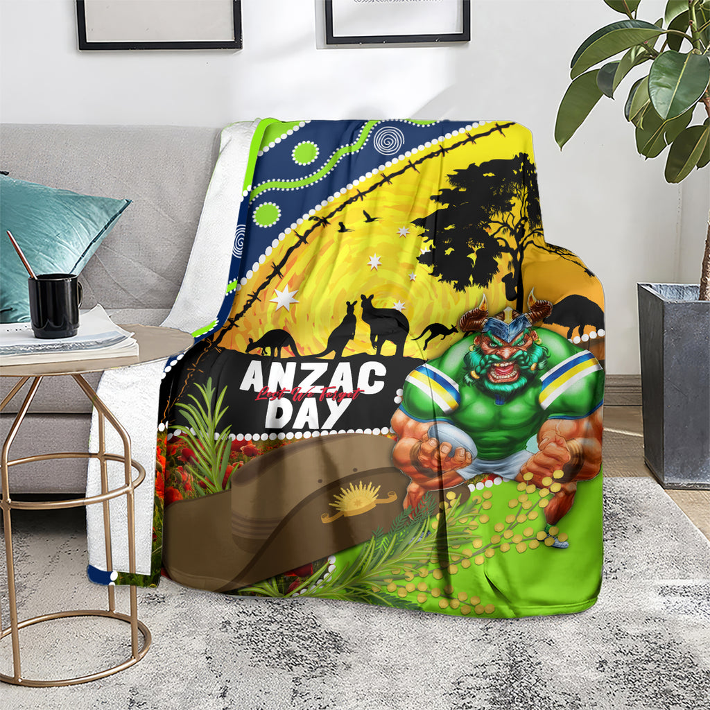 Raiders Rugby ANZAC Day Blanket Green Machine Mascot Rosemary Starry Night