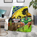 Raiders Rugby ANZAC Day Blanket Green Machine Mascot Rosemary Starry Night