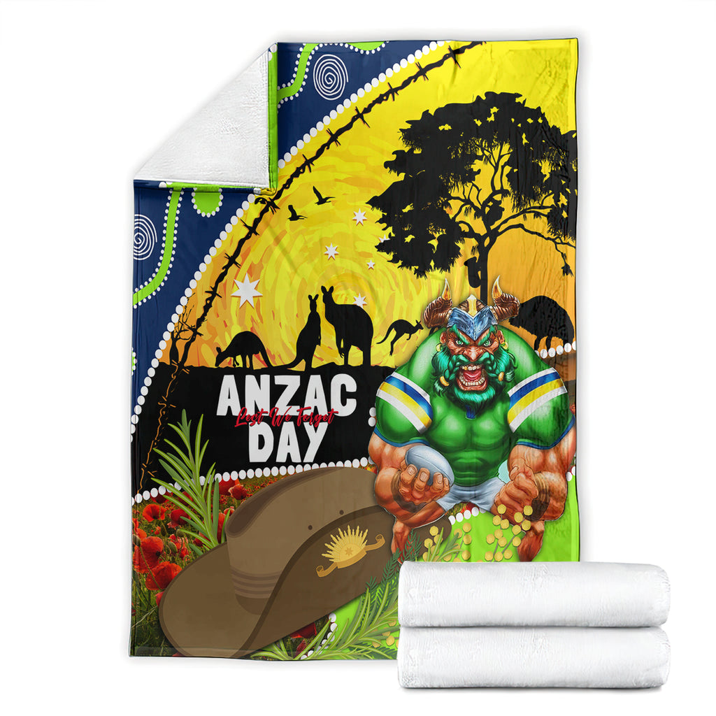 Raiders Rugby ANZAC Day Blanket Green Machine Mascot Rosemary Starry Night