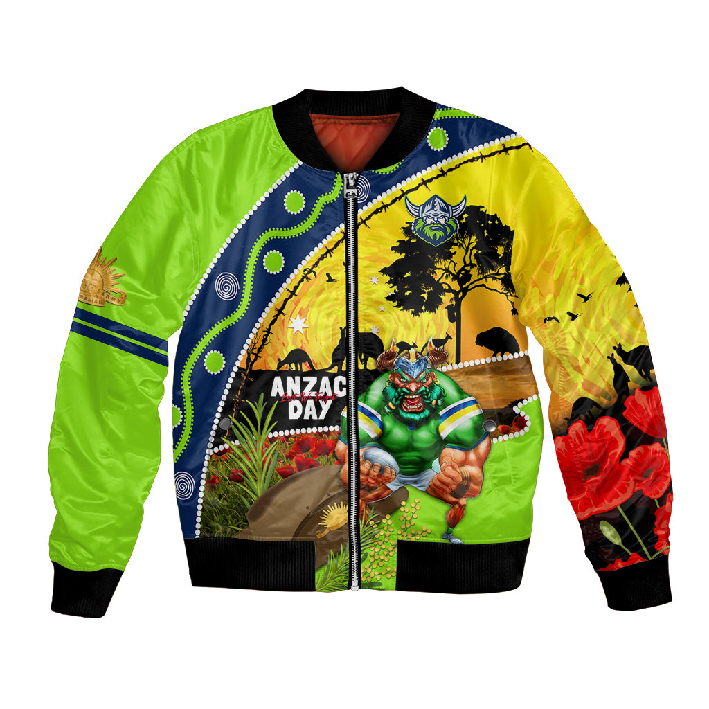 Raiders Rugby ANZAC Day Bomber Jacket Green Machine Mascot Rosemary Starry Night