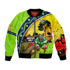 Raiders Rugby ANZAC Day Bomber Jacket Green Machine Mascot Rosemary Starry Night