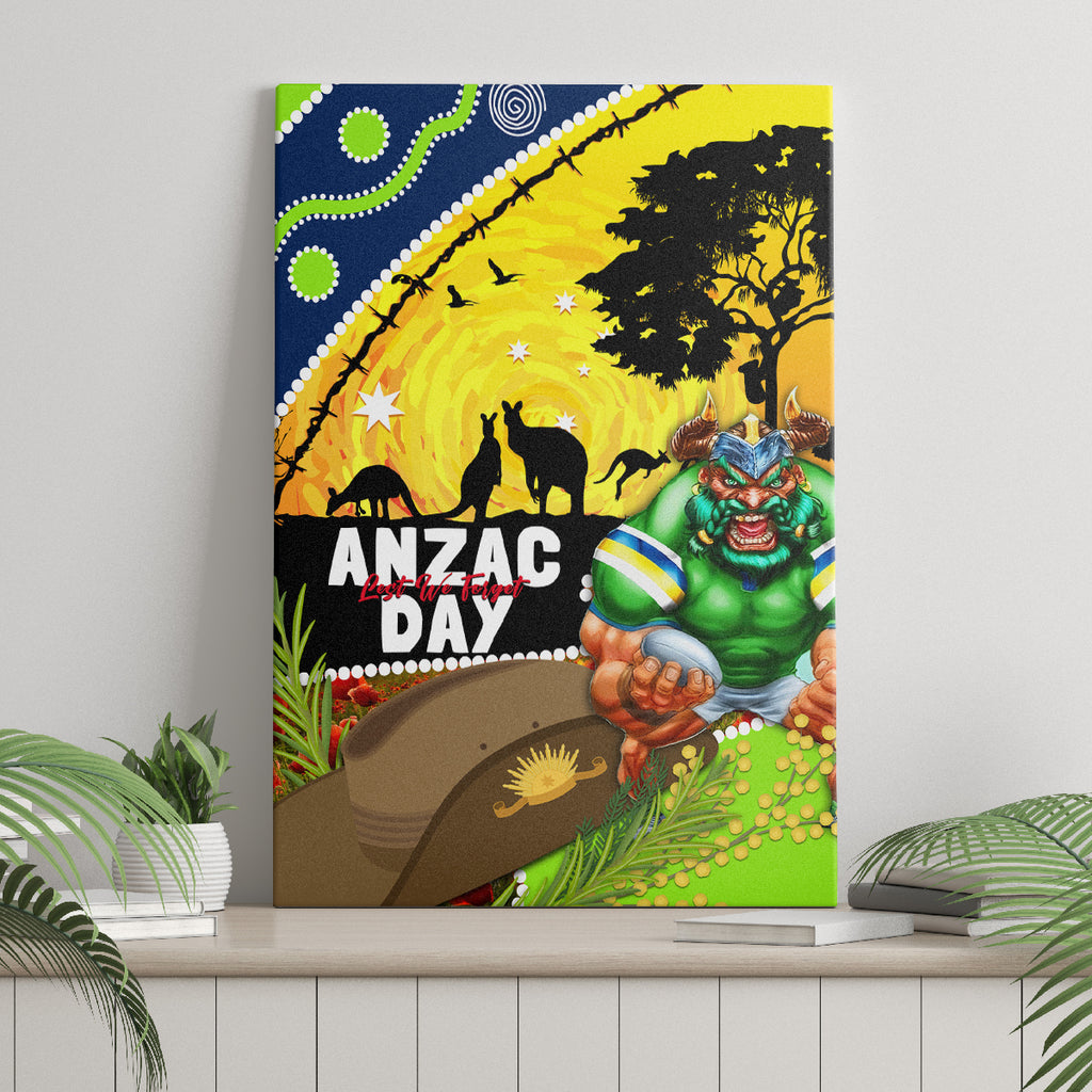 Raiders Rugby ANZAC Day Canvas Wall Art Green Machine Mascot Rosemary Starry Night