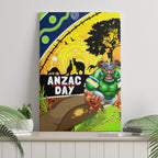 Raiders Rugby ANZAC Day Canvas Wall Art Green Machine Mascot Rosemary Starry Night