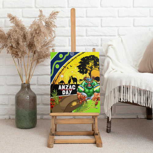 Raiders Rugby ANZAC Day Canvas Wall Art Green Machine Mascot Rosemary Starry Night