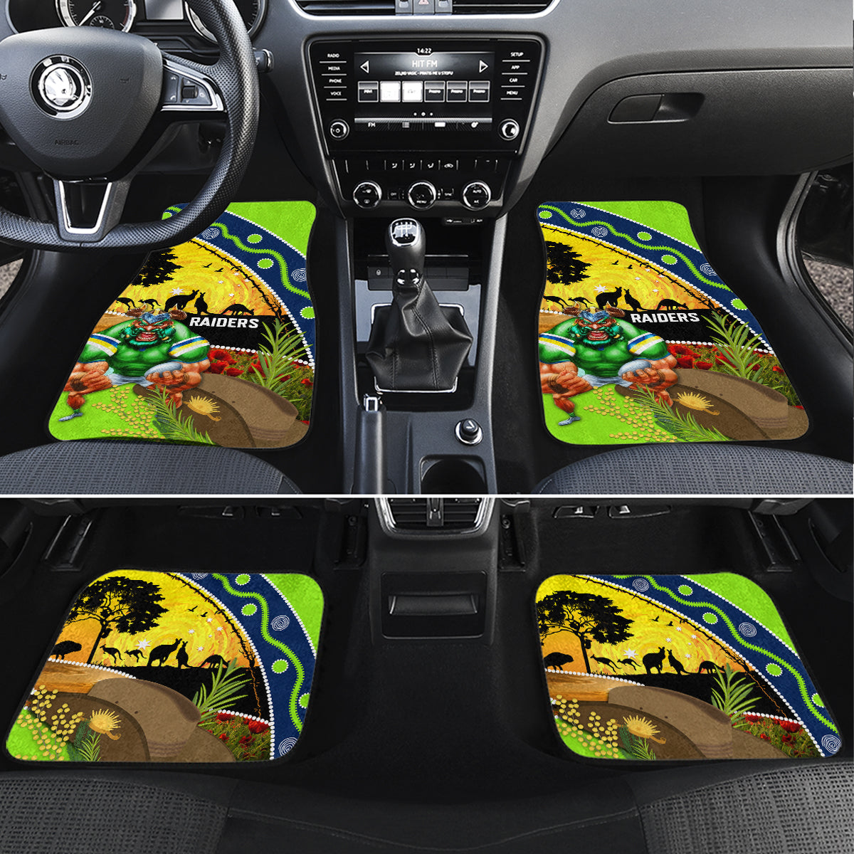 Raiders Rugby ANZAC Day Car Mats Green Machine Mascot Rosemary Starry Night