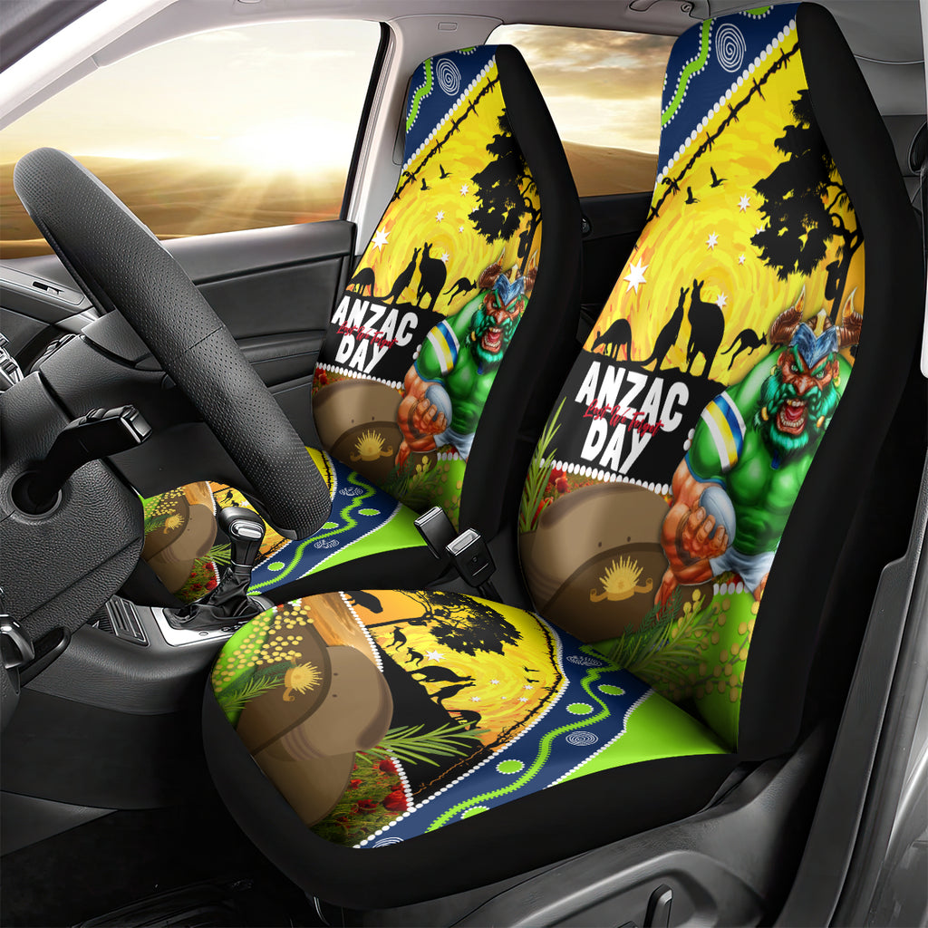 Raiders Rugby ANZAC Day Car Seat Cover Green Machine Mascot Rosemary Starry Night