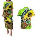 Raiders Rugby ANZAC Day Couples Matching Puletasi and Hawaiian Shirt Green Machine Mascot Rosemary Starry Night