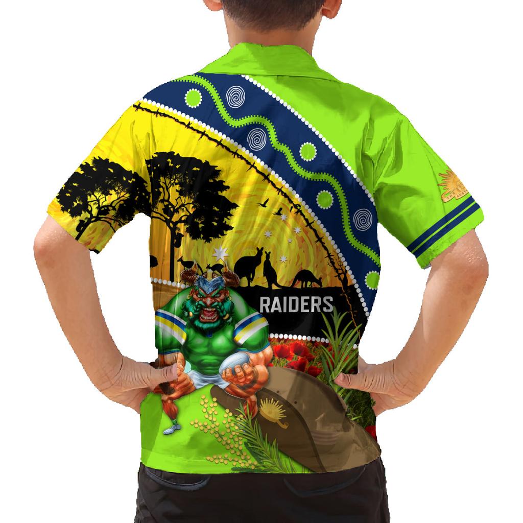 Raiders Rugby ANZAC Day Family Matching Long Sleeve Bodycon Dress and Hawaiian Shirt Green Machine Mascot Rosemary Starry Night