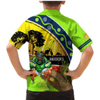 Raiders Rugby ANZAC Day Family Matching Mermaid Dress and Hawaiian Shirt Green Machine Mascot Rosemary Starry Night