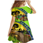 Raiders Rugby ANZAC Day Family Matching Mermaid Dress and Hawaiian Shirt Green Machine Mascot Rosemary Starry Night