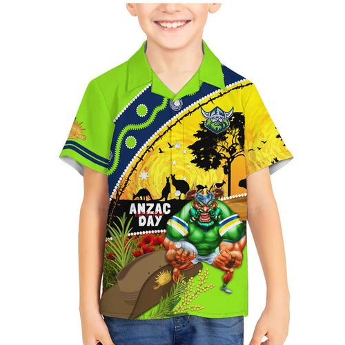 Raiders Rugby ANZAC Day Family Matching Mermaid Dress and Hawaiian Shirt Green Machine Mascot Rosemary Starry Night
