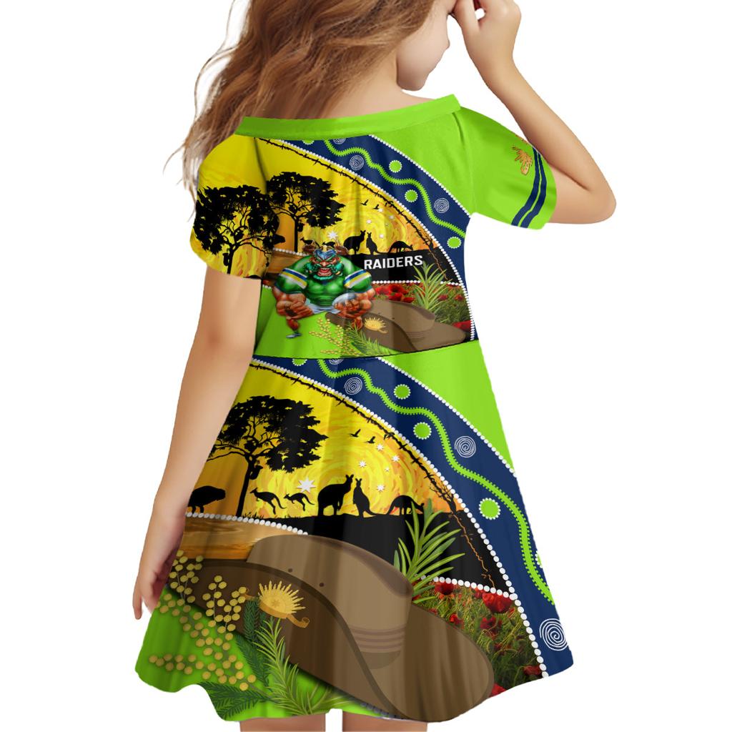 Raiders Rugby ANZAC Day Family Matching Off Shoulder Maxi Dress and Hawaiian Shirt Green Machine Mascot Rosemary Starry Night