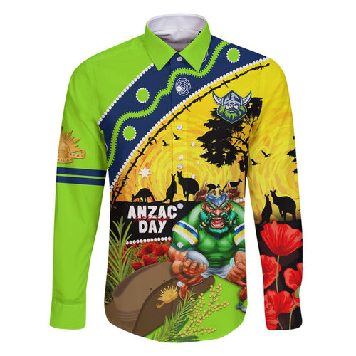 Raiders Rugby ANZAC Day Family Matching Off Shoulder Short Dress and Hawaiian Shirt Green Machine Mascot Rosemary Starry Night