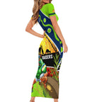 Raiders Rugby ANZAC Day Family Matching Short Sleeve Bodycon Dress and Hawaiian Shirt Green Machine Mascot Rosemary Starry Night