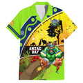 Raiders Rugby ANZAC Day Family Matching Summer Maxi Dress and Hawaiian Shirt Green Machine Mascot Rosemary Starry Night