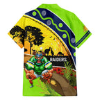 Raiders Rugby ANZAC Day Family Matching Summer Maxi Dress and Hawaiian Shirt Green Machine Mascot Rosemary Starry Night