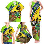 Raiders Rugby ANZAC Day Family Matching Tank Maxi Dress and Hawaiian Shirt Green Machine Mascot Rosemary Starry Night