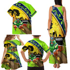 Raiders Rugby ANZAC Day Family Matching Tank Maxi Dress and Hawaiian Shirt Green Machine Mascot Rosemary Starry Night