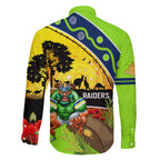 Raiders Rugby ANZAC Day Family Matching Tank Maxi Dress and Hawaiian Shirt Green Machine Mascot Rosemary Starry Night