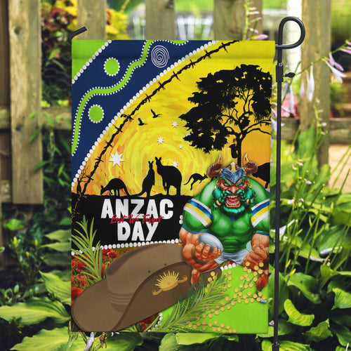 Raiders Rugby ANZAC Day Garden Flag Green Machine Mascot Rosemary Starry Night