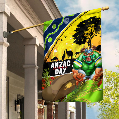 Raiders Rugby ANZAC Day Garden Flag Green Machine Mascot Rosemary Starry Night